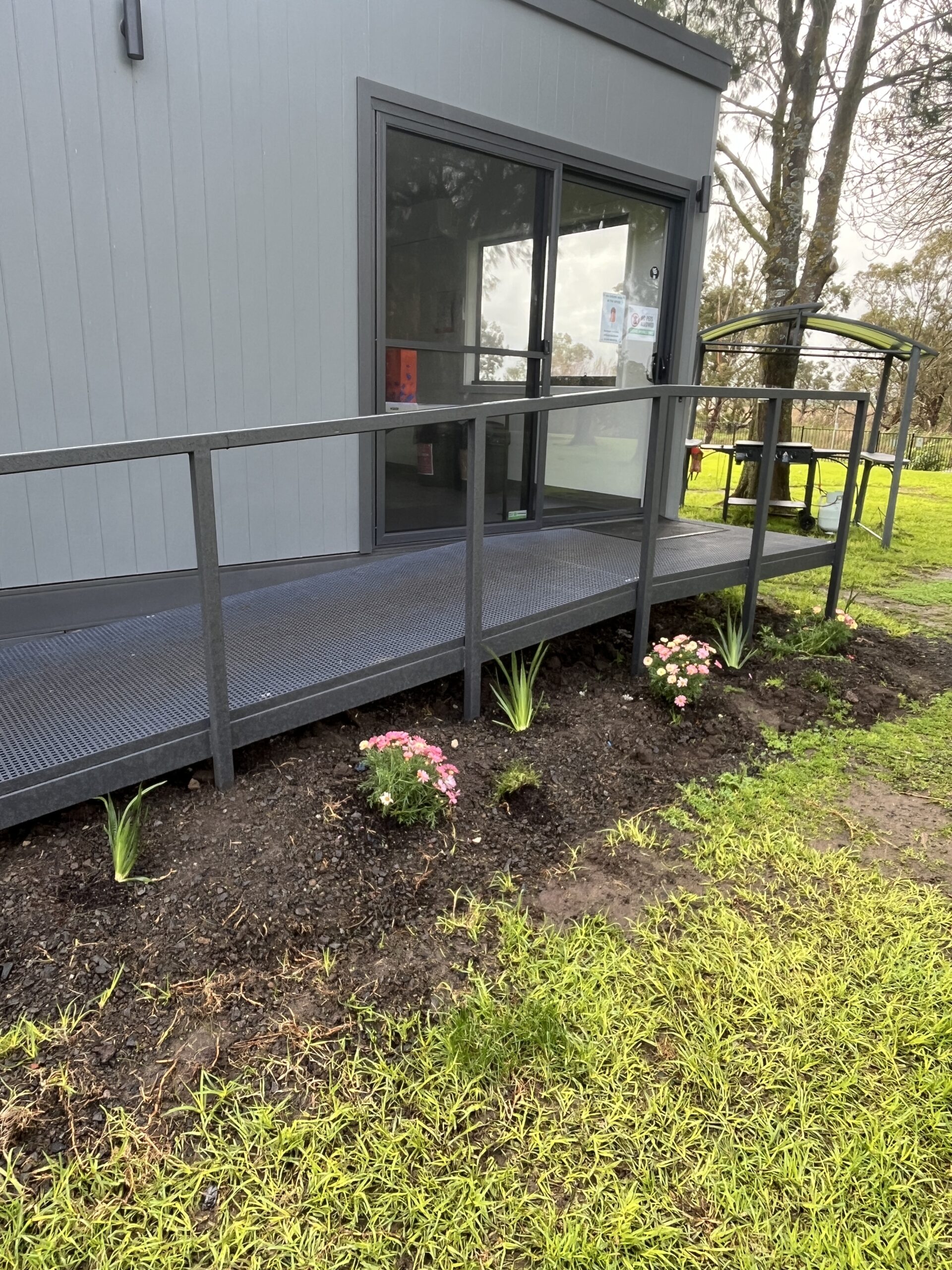 Step-free entry into communal camp kitchen