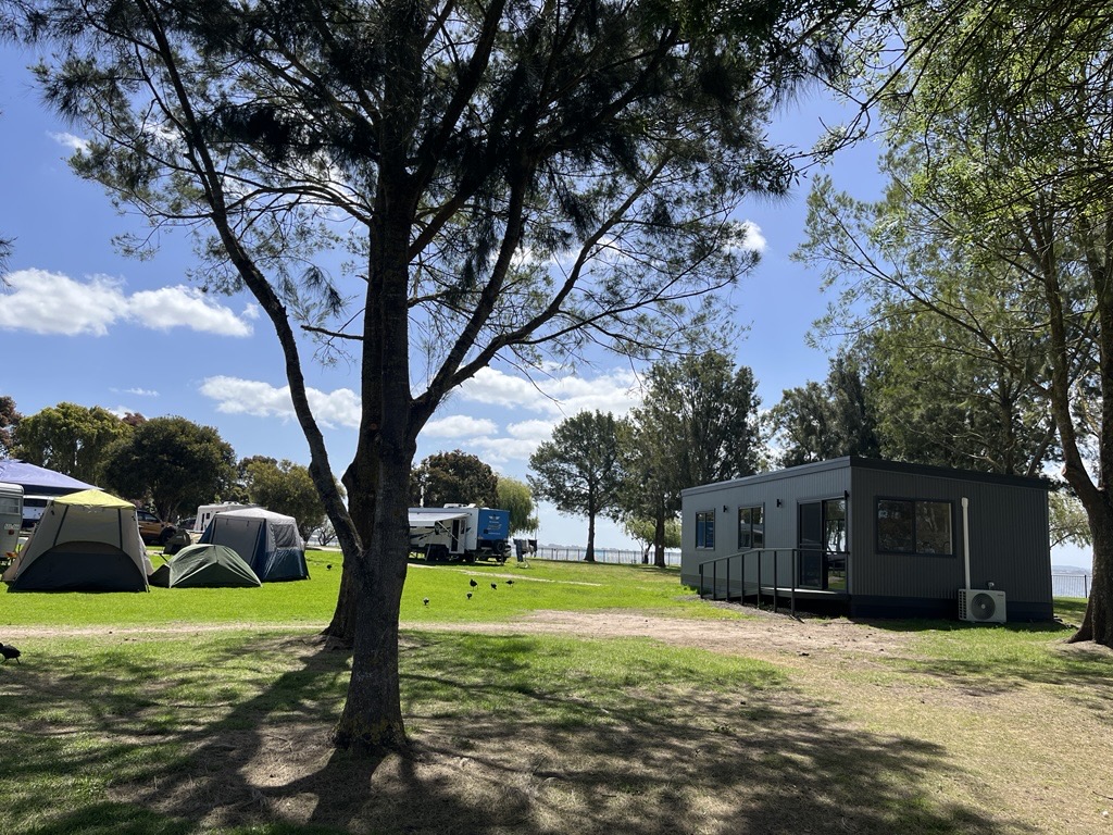 Camp kitchen with close proximity to powered and unpowered sites